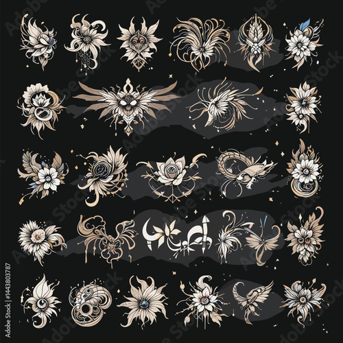Tattoo Vector, Floral, Ornate