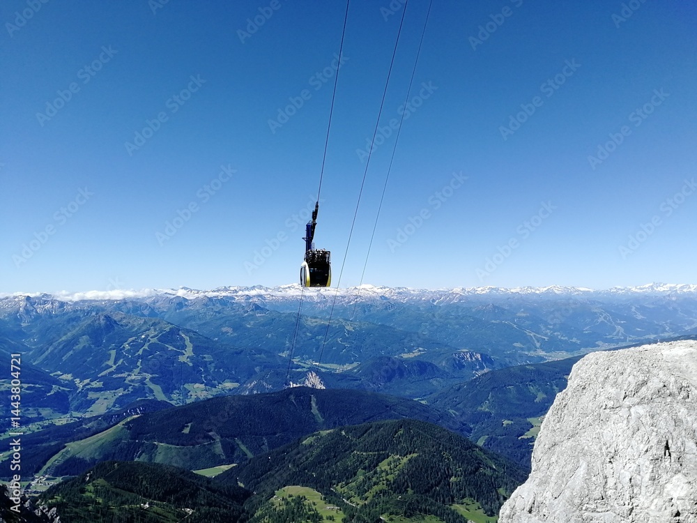 Obraz premium Dachstein cable car upper station in Austrian Alps, alpine transit hub above glacier region.