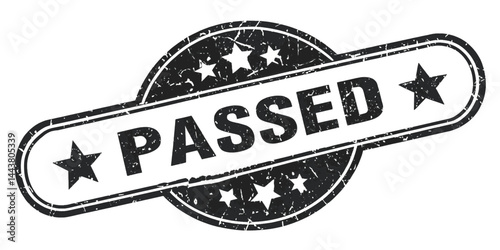 A rubber stamp marking the word "PASSED" on an off-white surface, conveying official approval
