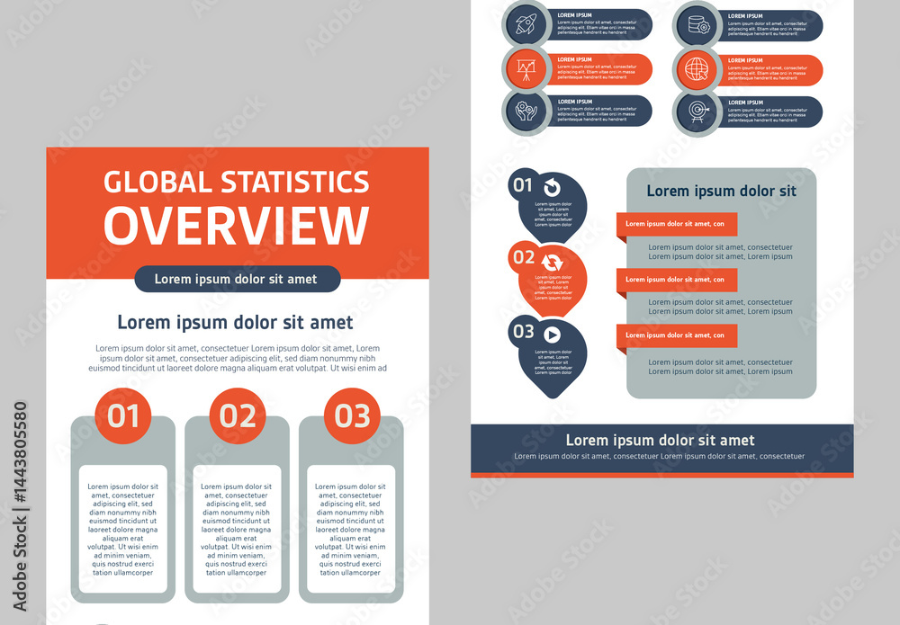 Statistics Orange Blue And Orange Global Statistics Report Infographic Stock Template ...