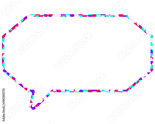 ステンドグラス風吹き出し　三角形模様　細長い八角形