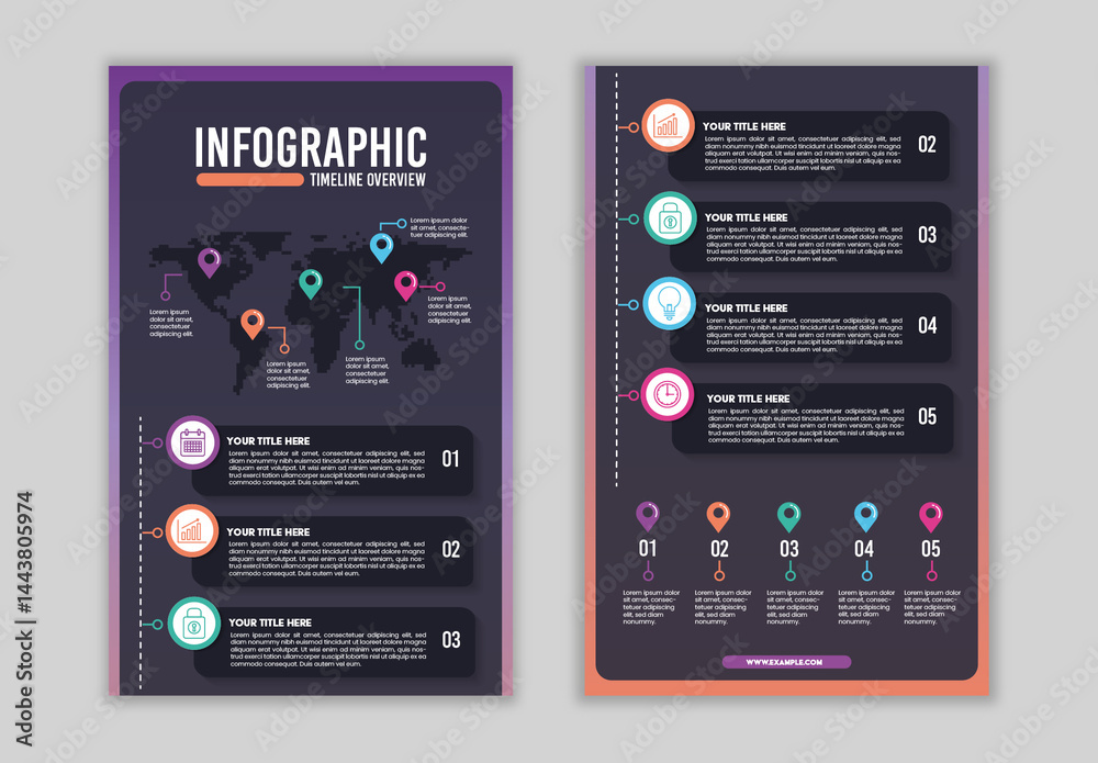 Purple And Orange Infographic Timeline Business Strategy Template Stock ...