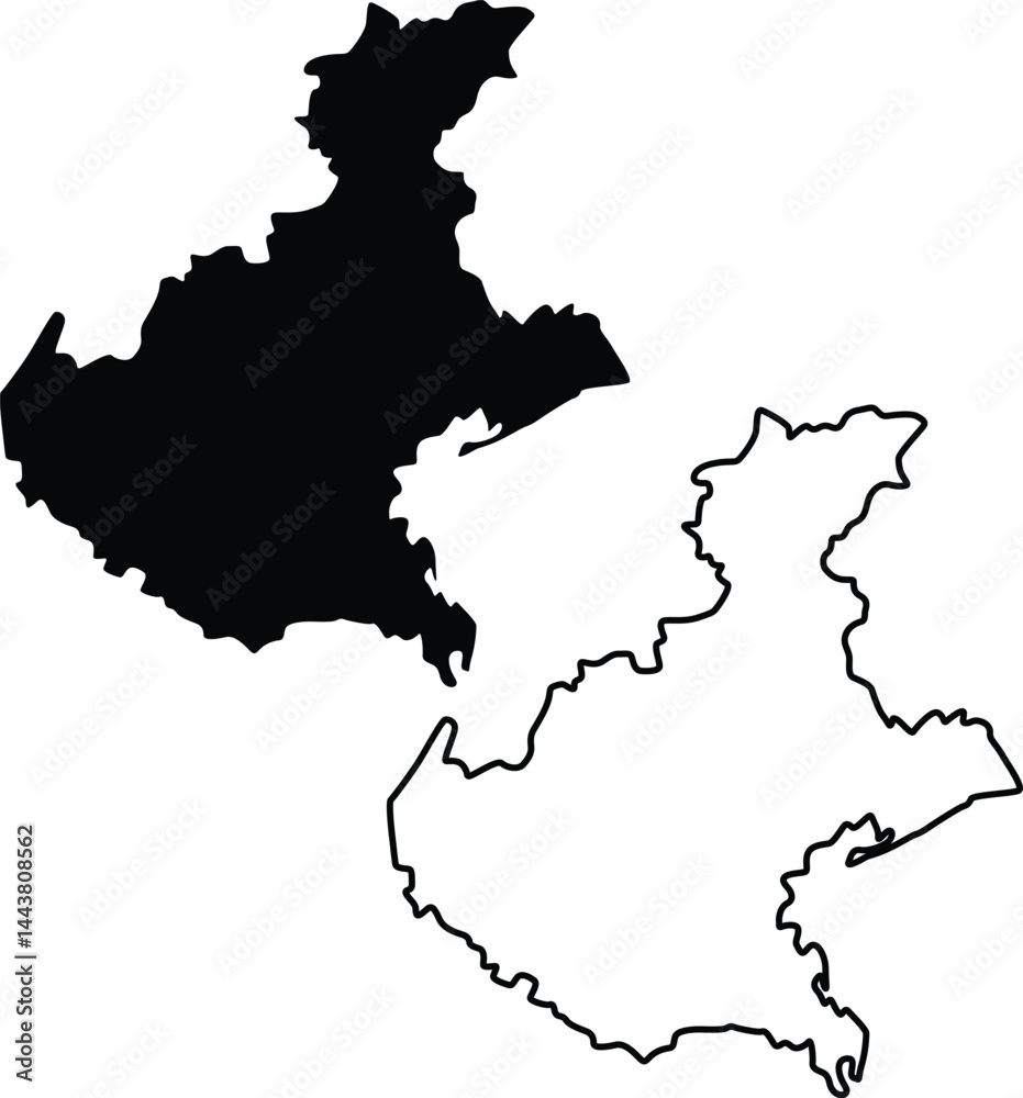 Fototapeta premium Map of Veneto Silhouette Flat and Outline Design