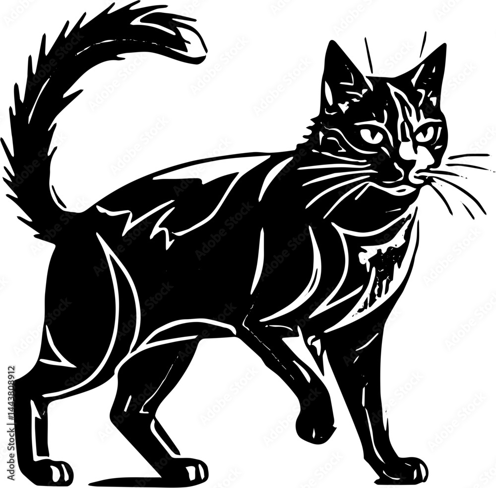 Obraz premium black cat vector illustration