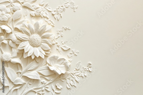 Ornate floral relief sculpture on a light background.