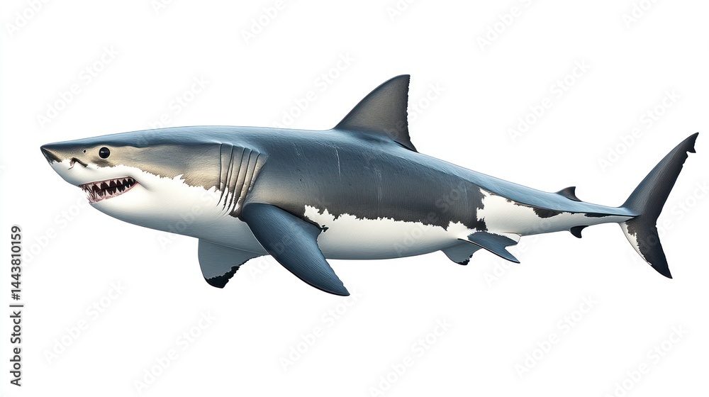 A large aquatic predator with sharp teeth and streamlined body perfect for marine life studies A large aquatic predator with sharp teeth and streamlined body perfect for marine life studies