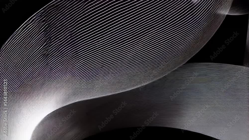 Captivating movement of light and shadow intertwines in an abstract presentation. Flowing shapes and textures interact against a dark background, showcasing artistic design and creativity