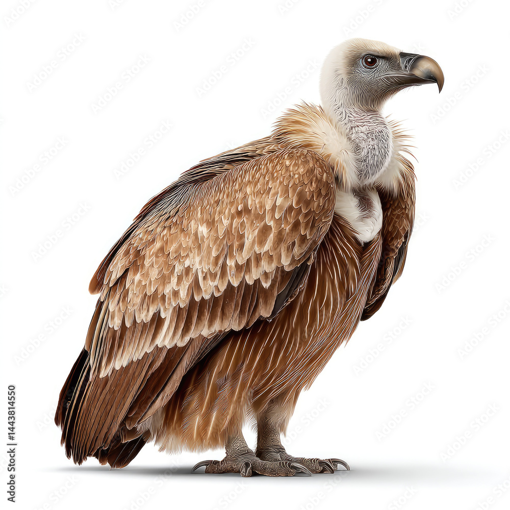Obraz premium Griffon vulture profile against white background