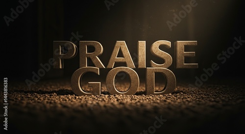 Praise God Religious 3d Text Render on Ground