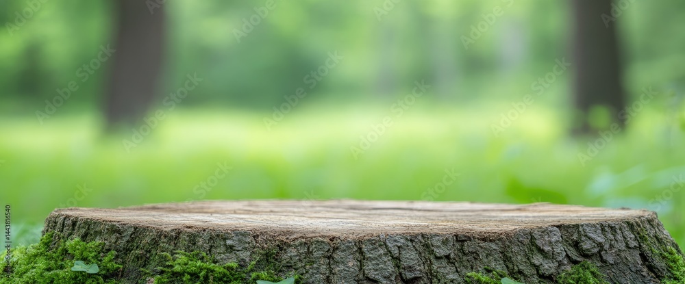 Wood stump moss growth forest background