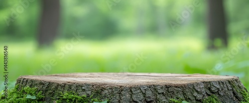 Obraz na płótnie Wood stump moss growth forest background w salonie