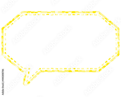 ステンドグラス風吹き出し　三角形模様　細長い八角形