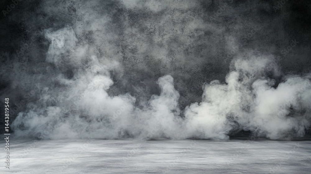 Fototapeta premium White smoke on a dark, textured backdrop with copy space.