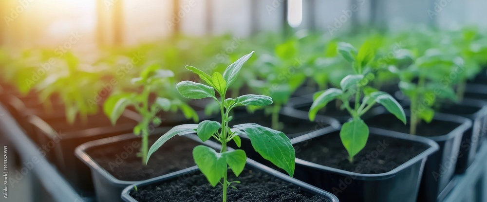 Young plant seedlings growing in containers agriculture horticulture