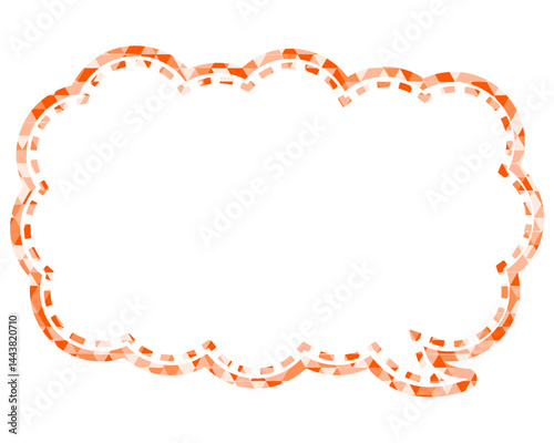 ステンドグラス風吹き出し　三角形模様　細長い雲形