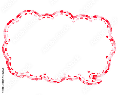 ステンドグラス風吹き出し　三角形模様　細長い雲形