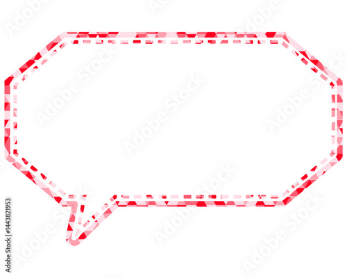 ステンドグラス風吹き出し　三角形模様　細長い八角形