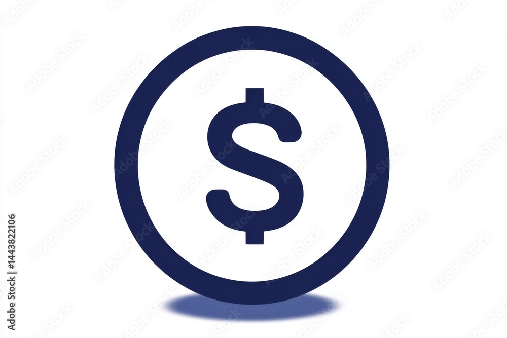 Dark blue circular dollar symbol icon with minimal design Dark blue circular dollar symbol icon with minimal design