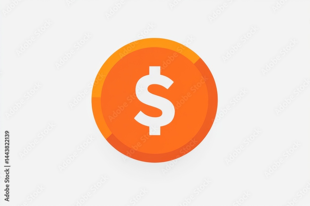 Round orange coin icon with white dollar symbol in center Round orange coin icon with white dollar symbol in center