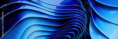 Wallpaper Mural Abstract Blue Waves with Flowing Layers in Dynamic Design Torontodigital.ca