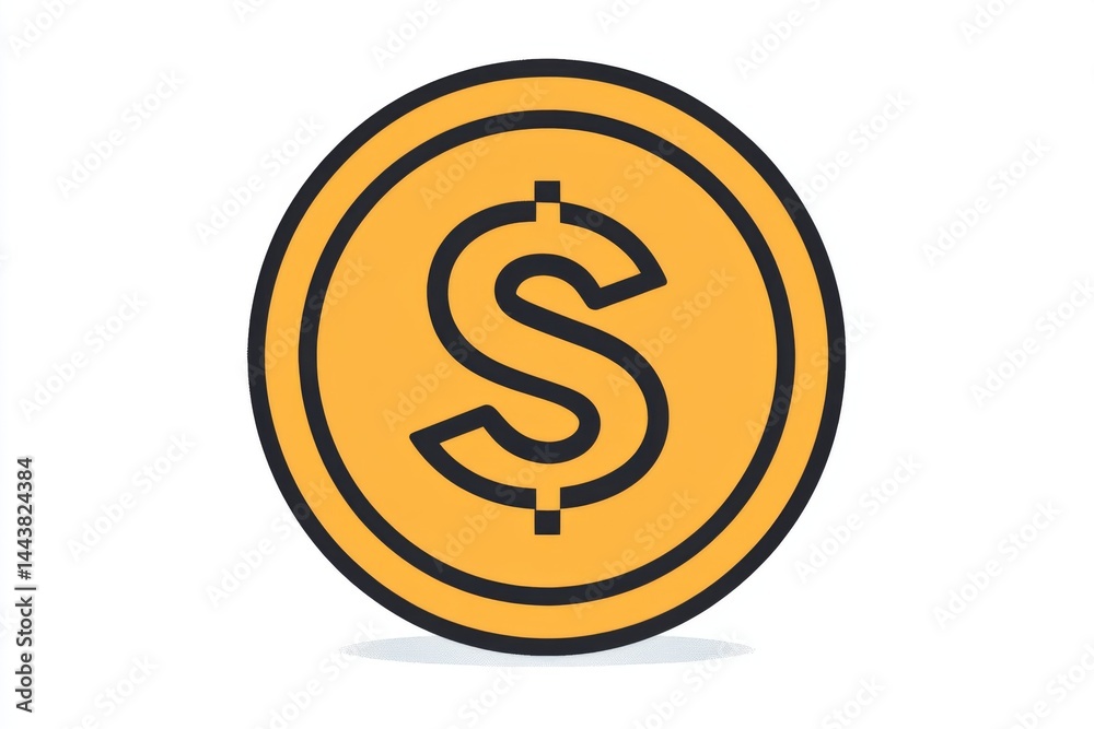 Outlined dollar coin icon with clean black lines on white background