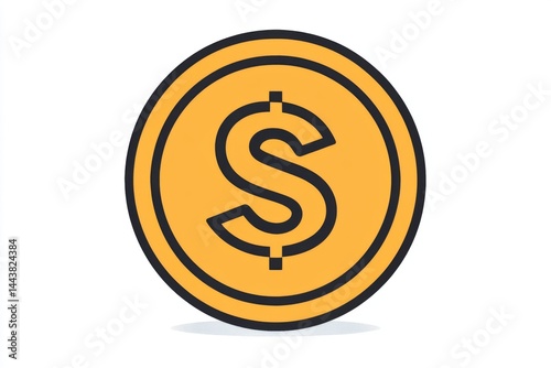 Obraz na płótnie Outlined dollar coin icon with clean black lines on white background w salonie