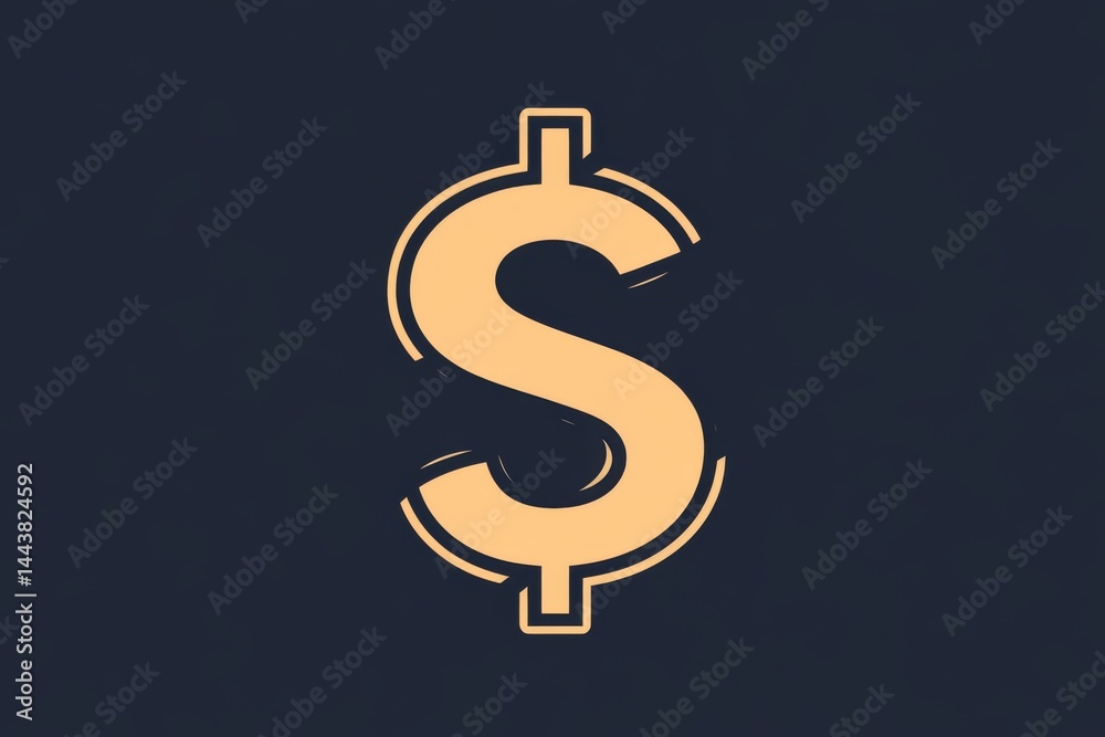 Minimalistic dark theme dollar symbol icon on black background