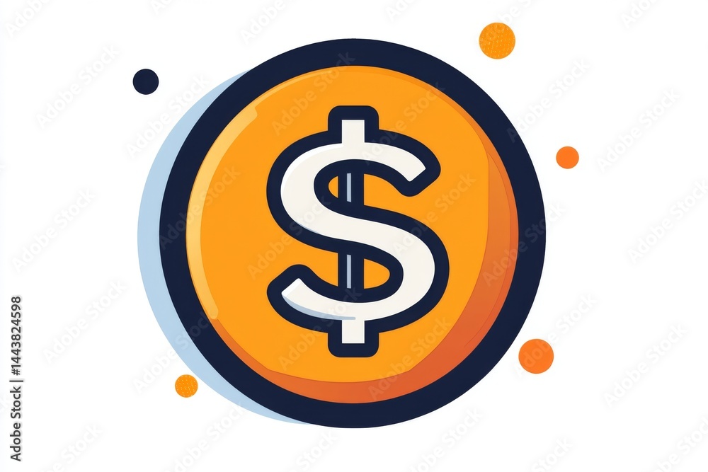 Simple golden coin icon with bold dollar sign and subtle shadow