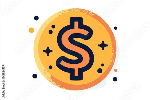 Obraz na płótnie Glossy golden dollar coin icon with sparkles and radial gradient w salonie