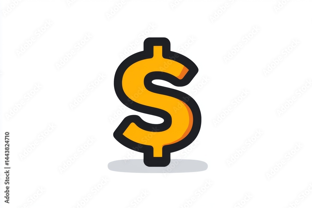 Yellow and orange dollar symbol casting drop shadow