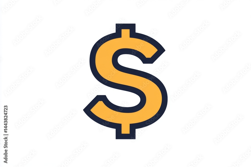 Yellow dollar icon with black outline on white background