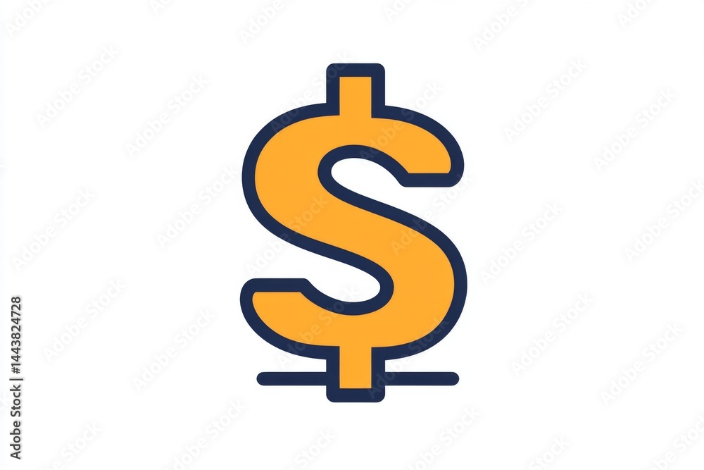 Thick orange dollar icon with dark outline and shadow