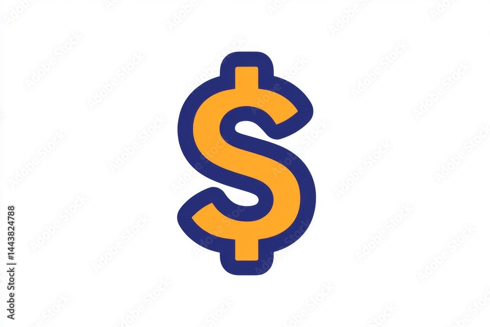 Blue and orange dollar icon with center split design