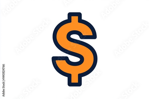 Obraz na płótnie Bold orange dollar symbol with dark contour and center alignment w salonie
