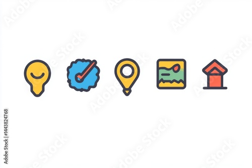 Obraz na płótnie Colorful set of location map icons in flat style w salonie