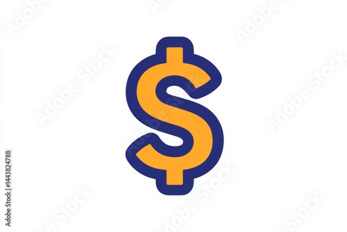 Obraz na płótnie Blue and orange dollar icon with center split design w salonie