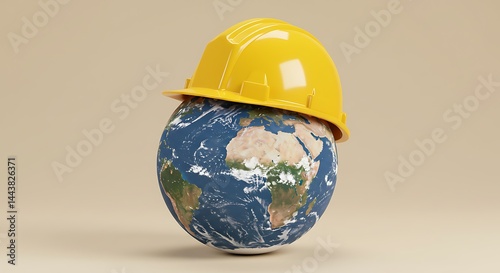 Protecting the Earth Safety First Hard Hat on Globe