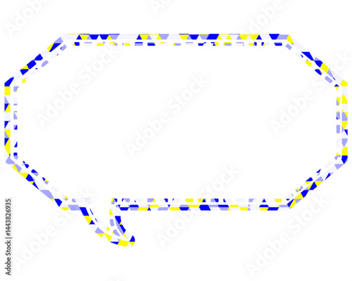 ステンドグラス風吹き出し　三角形模様　細長い八角形