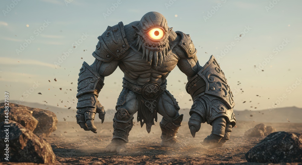 Naklejka premium Cyclops Creature Walking Fantasy Land
