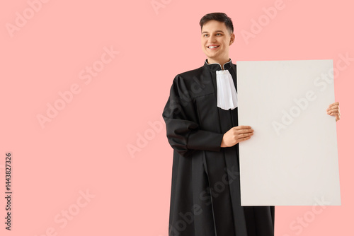 Male judge with blank poste...