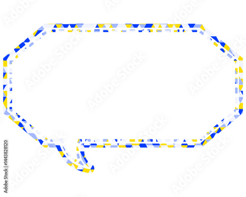 ステンドグラス風吹き出し　三角形模様　細長い八角形