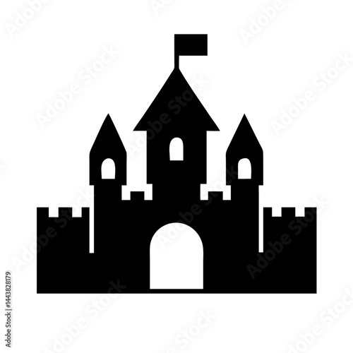 Castle silhouette vector illustration for medieval architecture and fairy tale design element