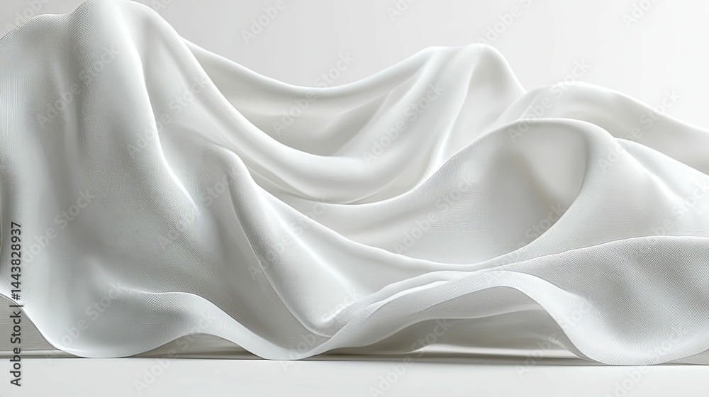 Obraz premium Flowing white fabric drapes in a sculptural pose.