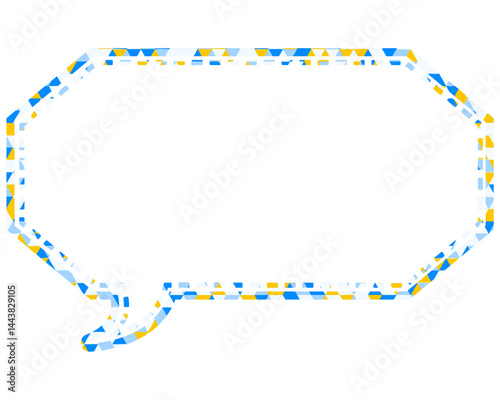 ステンドグラス風吹き出し　三角形模様　細長い八角形
