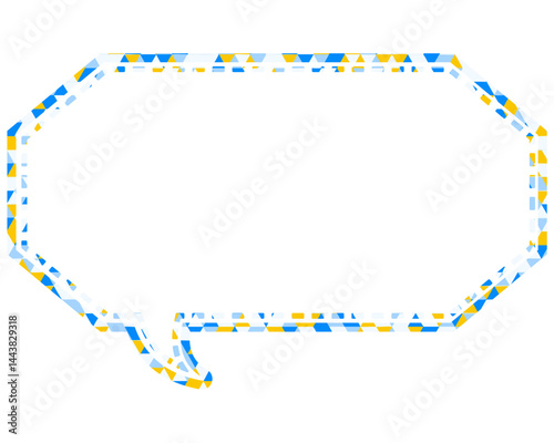 ステンドグラス風吹き出し　三角形模様　細長い八角形