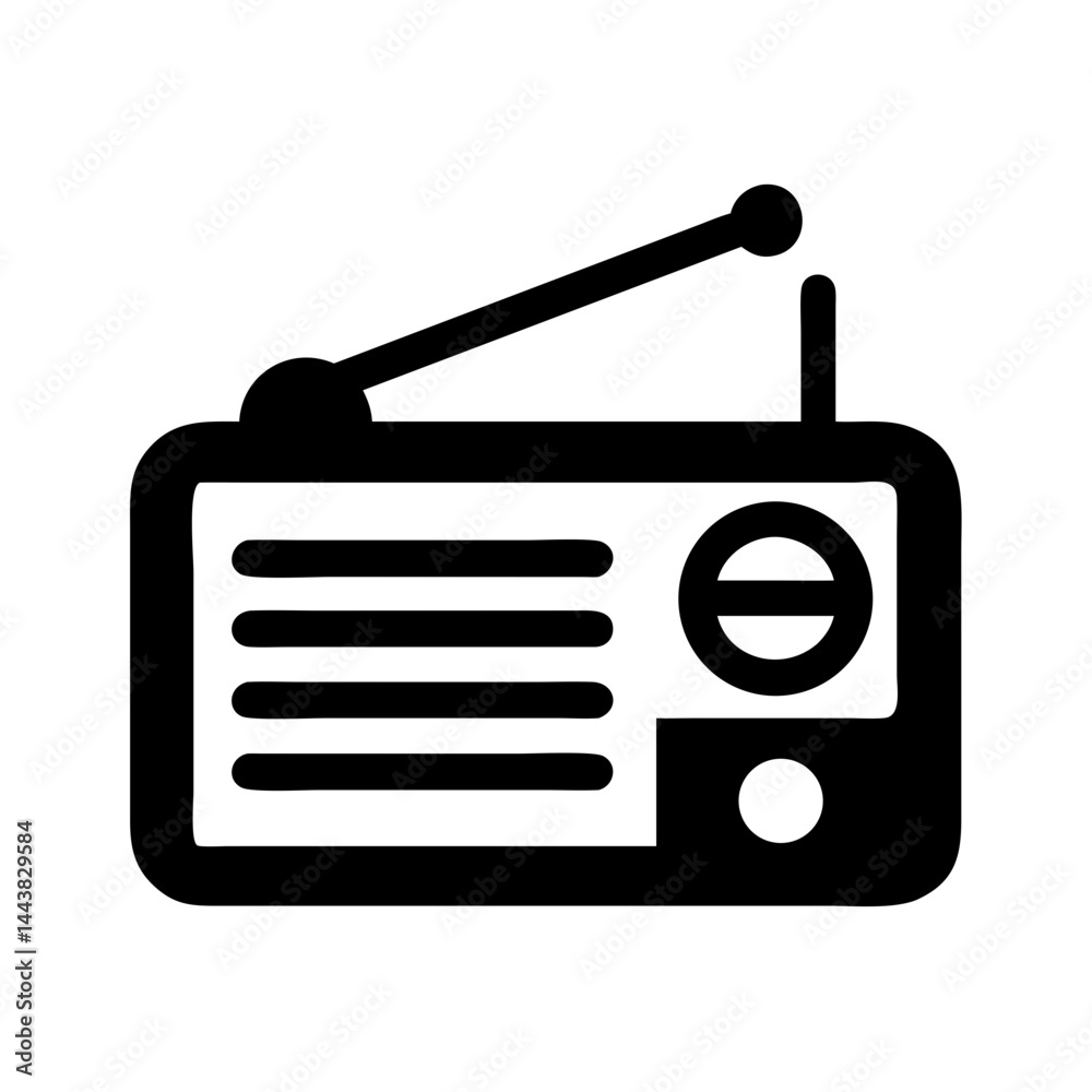 Fototapeta premium Find vintage radio vector illustration, classic am fm receiver icon, retro broadcast design, audio