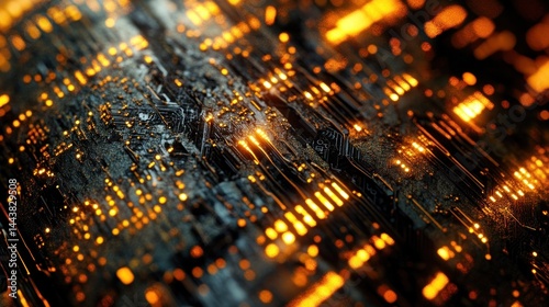 High-tech circuit board close-up