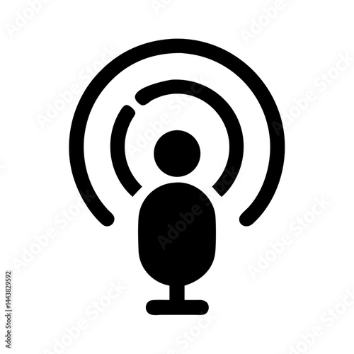 Podcast microphone vector icon for audio broadcasting and streaming media communication and recording