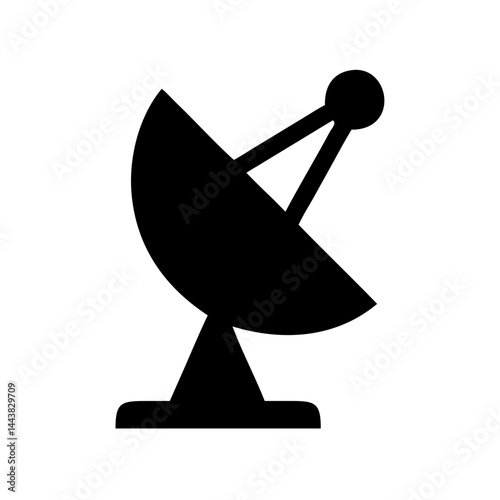 Satellite dish antenna vector icon for communication broadcast and telecommunication technology design