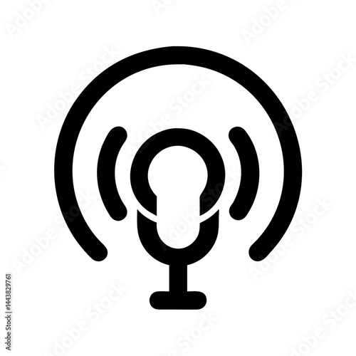 Podcast microphone vector icon for audio recording broadcasting and streaming media content online